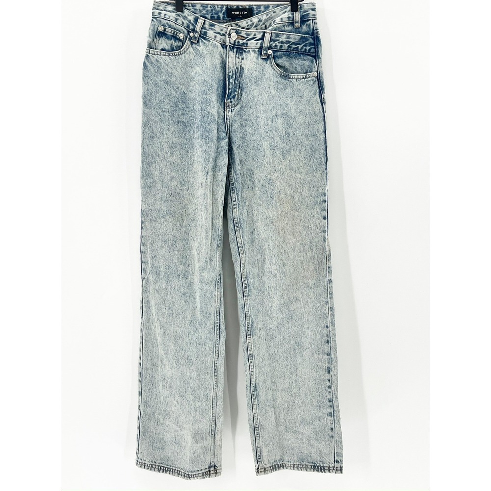 White Fox Straight Leg Jeans Womens 28 Blue Good Acid Wash High Rise Cotton CC25